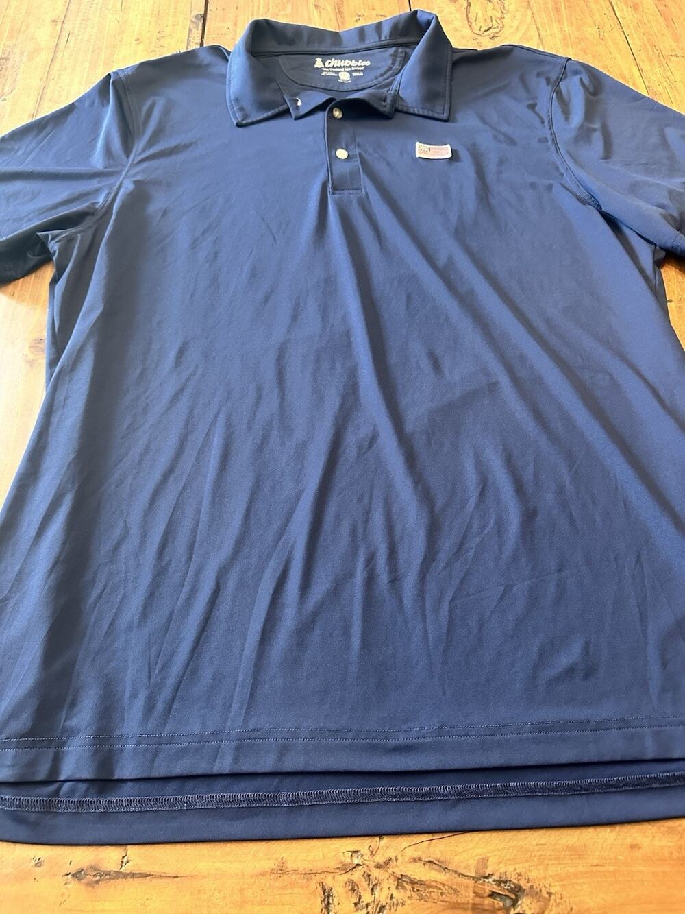 Chubbies Performance Golf XXL Polo Blue Shirt Short Sleeve American Flag USA